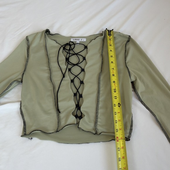 Love J Women's Lace Up Crop Top Beige Size Medium Grunge Goth‎ - Picture 4 of 7